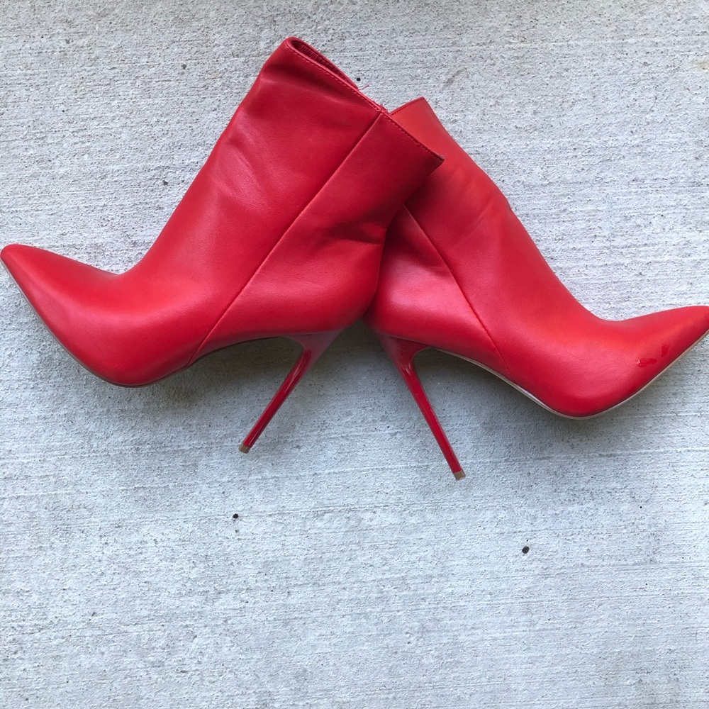 Red booties with stiletto heel